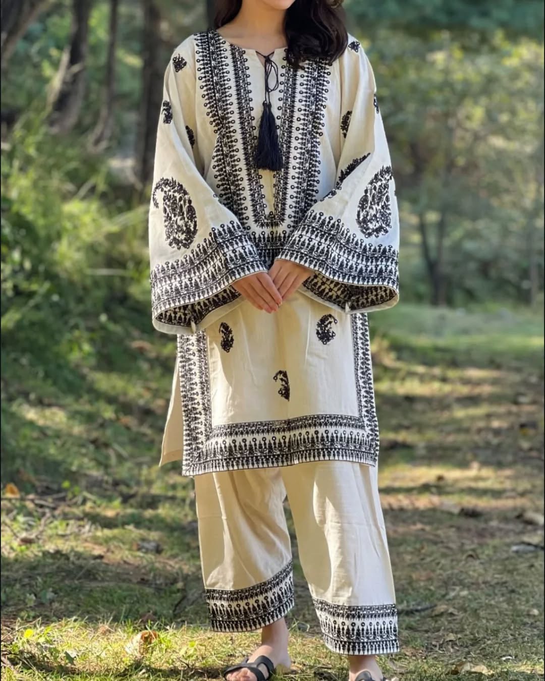 White Bloom Embroidered 2pc