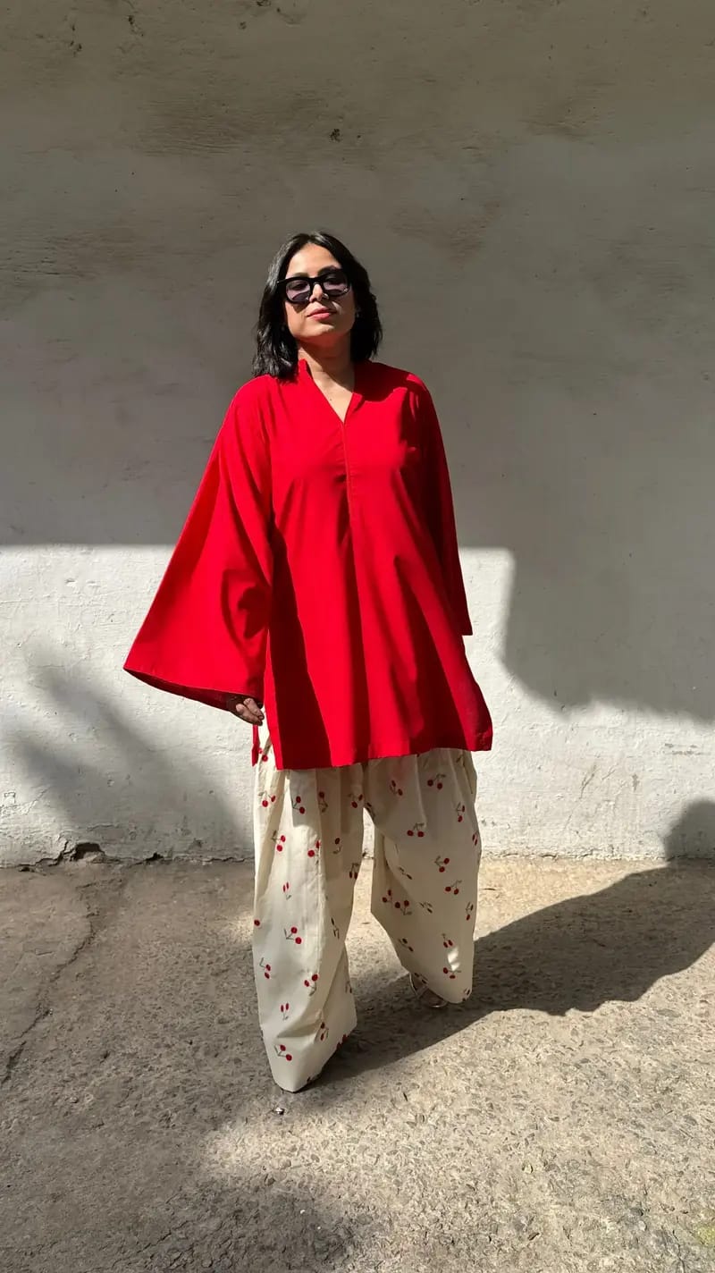 Cherry Embroidered Farshi Shalwar