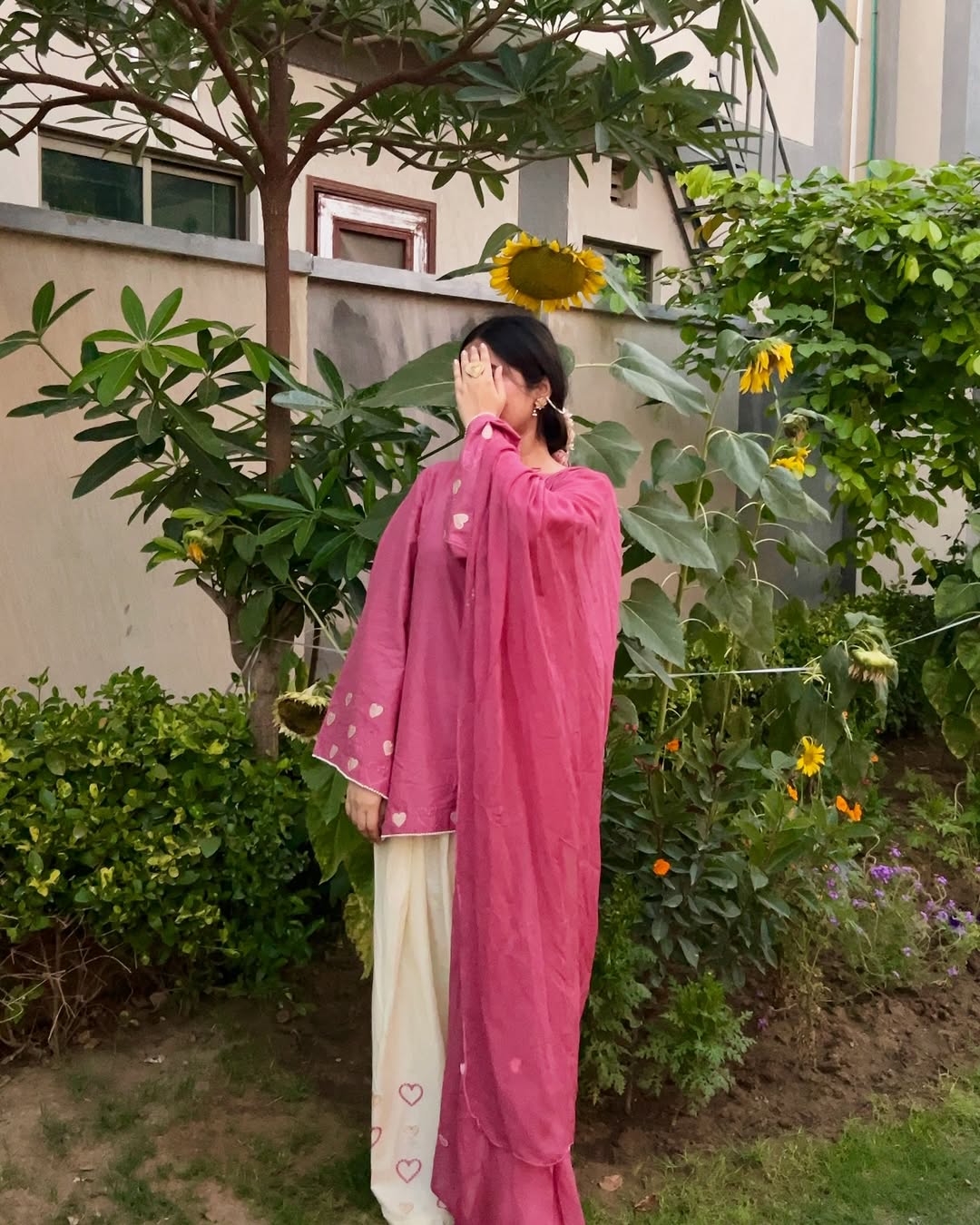 Pink Heart Embroidered 3pc