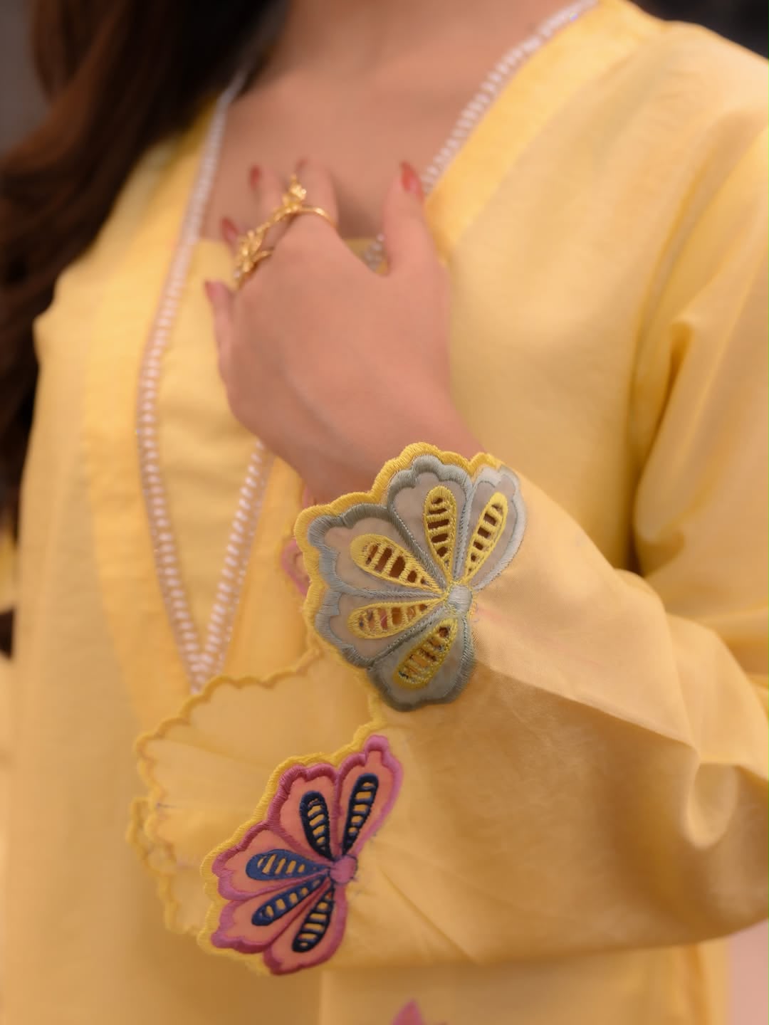 Sunshine kaftan Embroidered 3pc