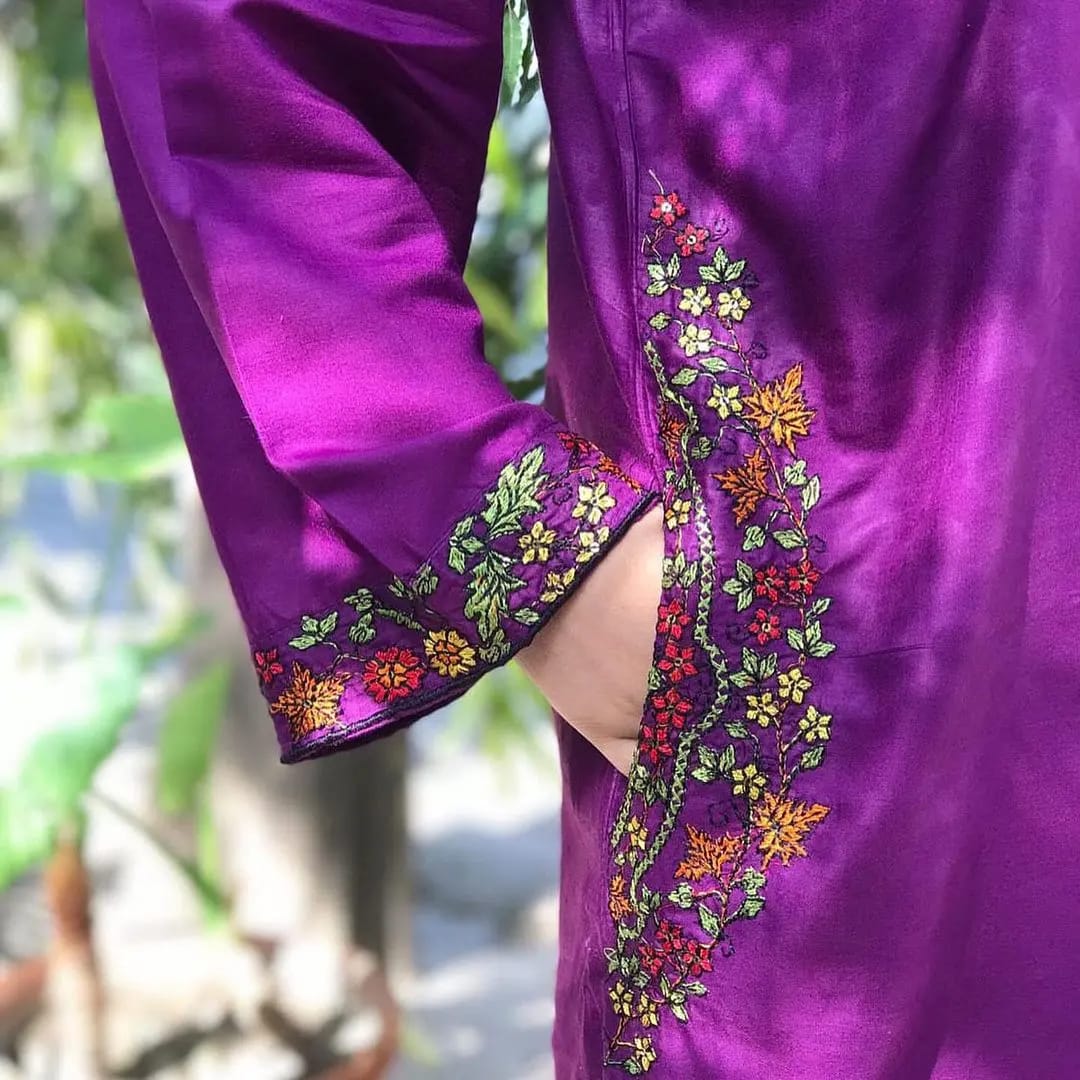 Purple Pocket Embroidered 2pc