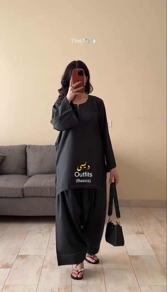 Plain Furshi Shalwar Co-ord Set