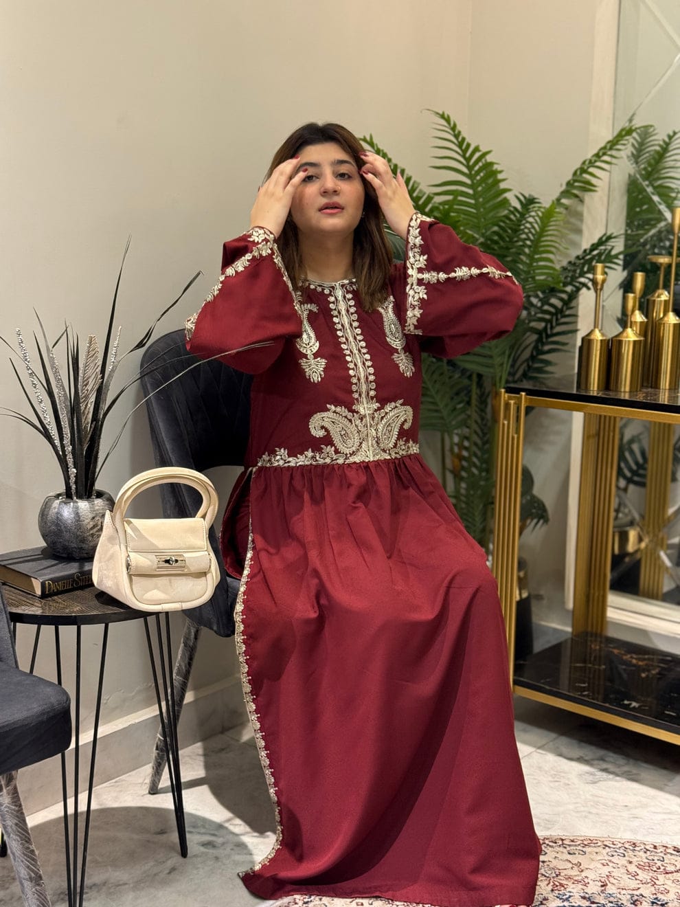 Alisha Maroon Embroidered 2pc