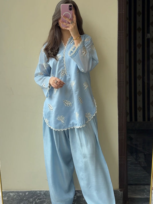 Ocean sky embroidered Co_ord