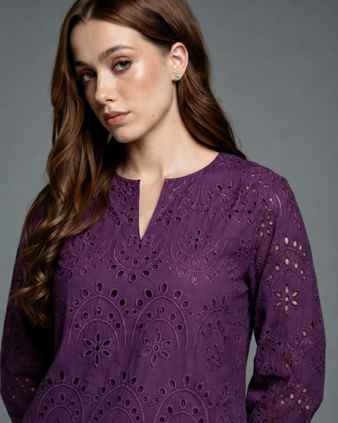 Purple Berry Embroidered co-ord set