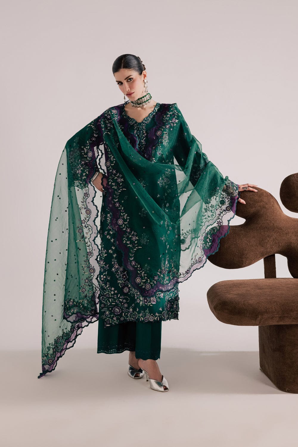Green Forest Embroidered 3pc