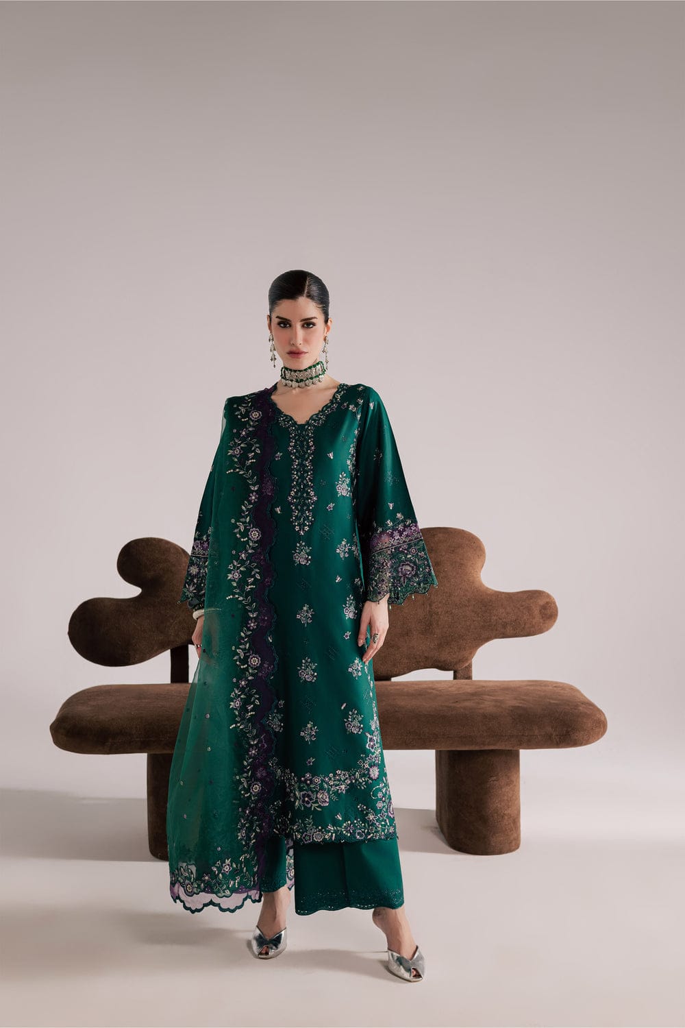 Green Forest Embroidered 3pc
