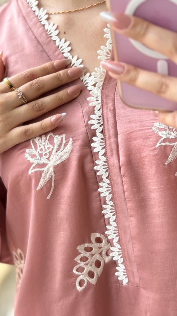 Peach Embroidered Co-ord Set