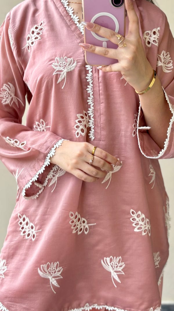 Peach Embroidered Co-ord Set