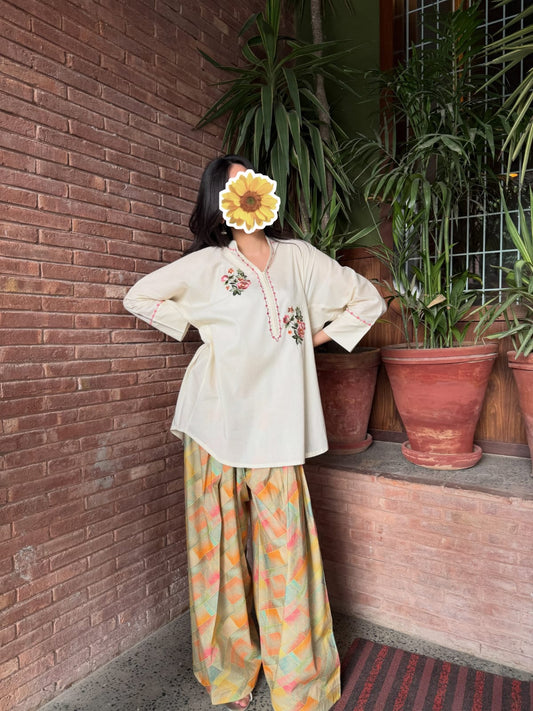 Ivory Flora Embroidered Co-ord