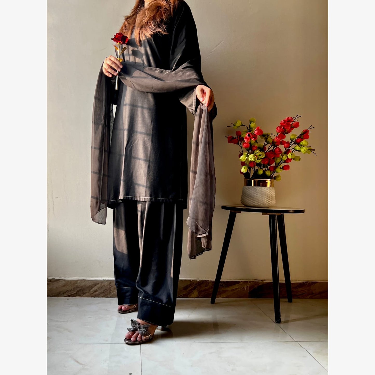 Plain Thread Furshi Shalwar 3-pc
